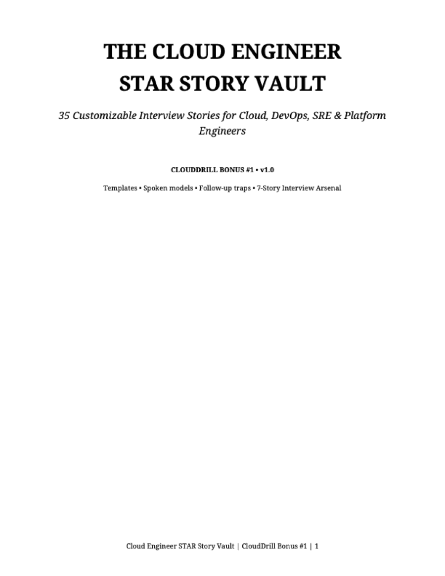 First page of Cloud Engineer STAR Story Vault